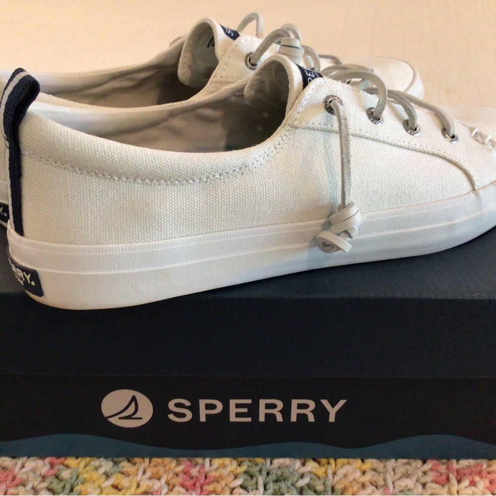 Sperry Off-White Canvas Shoes Size 9  1/2 Medium Women’s